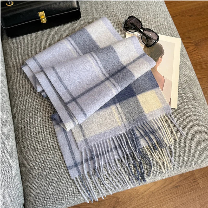 Merivelle Wollschal Damen – Eleganter Winter Schal aus 100% Wolle mit Schachbrettmuster