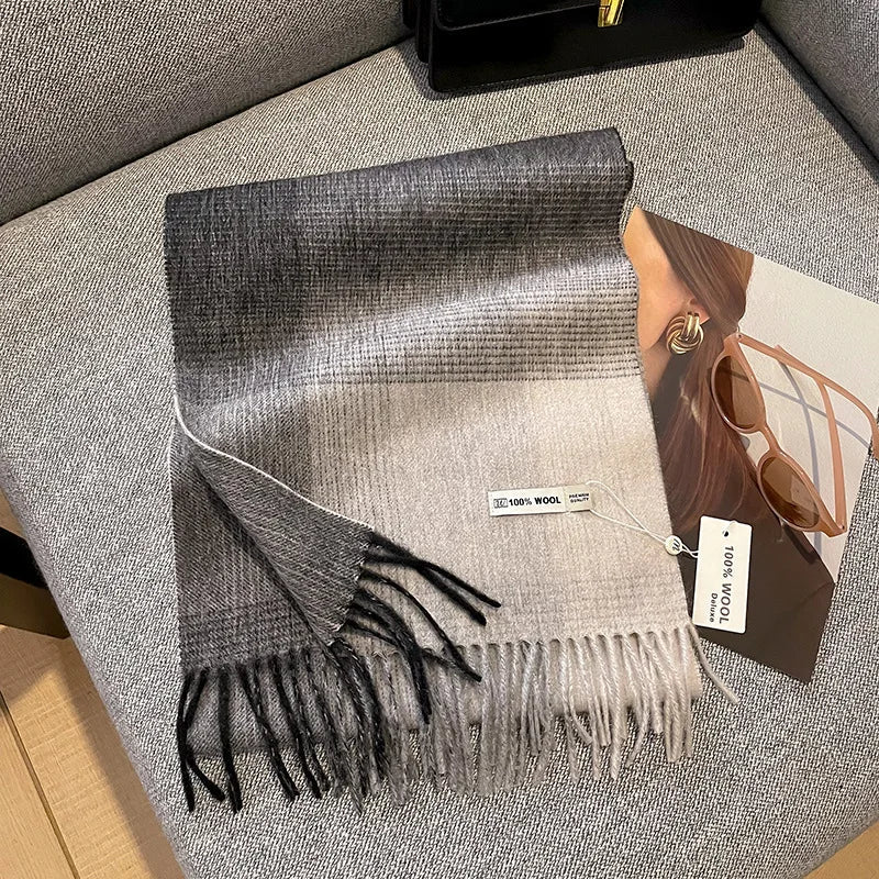 Merivelle Wollschal Damen – Eleganter Winter Schal aus 100% Wolle mit Schachbrettmuster