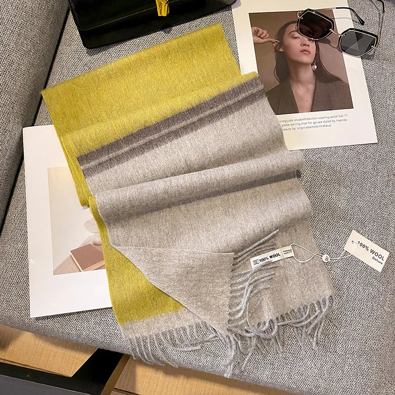 Merivelle Wollschal Damen – Eleganter Winter Schal aus 100% Wolle mit Schachbrettmuster