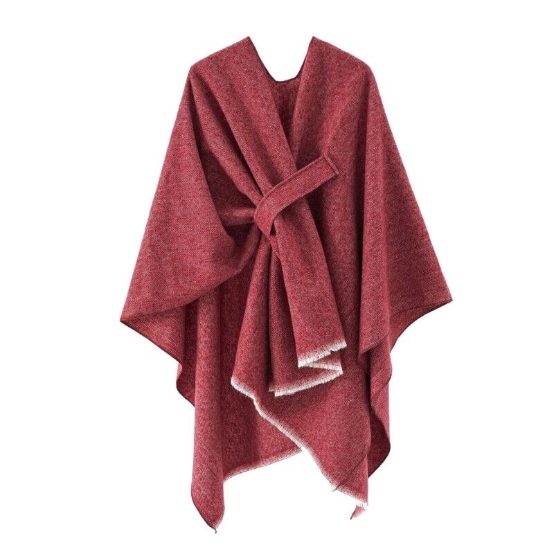 Mia Kaschmir Poncho | Poncho retrò con elegante nastro in 10 colori