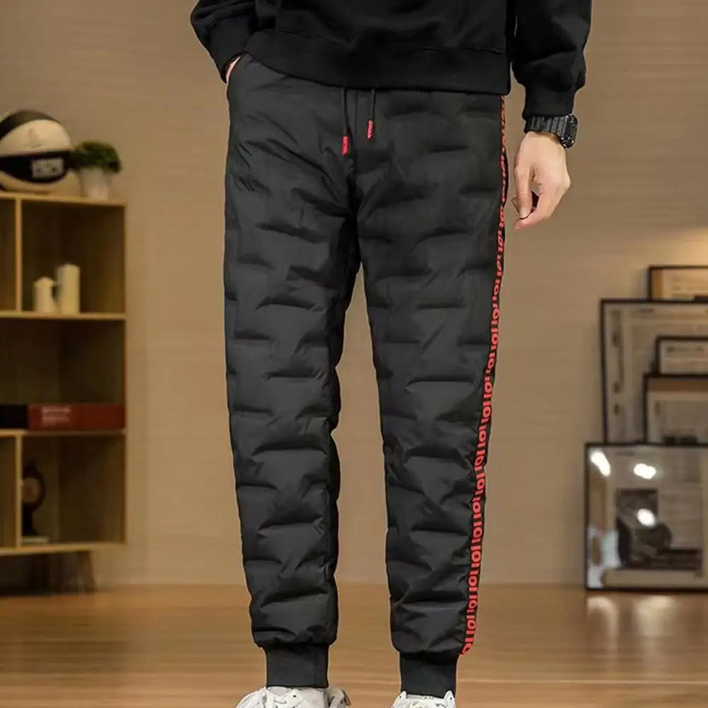 Pantalon de jogging chaud pour homme en coton et duvet, taille ajustable, noir/gris/bleu