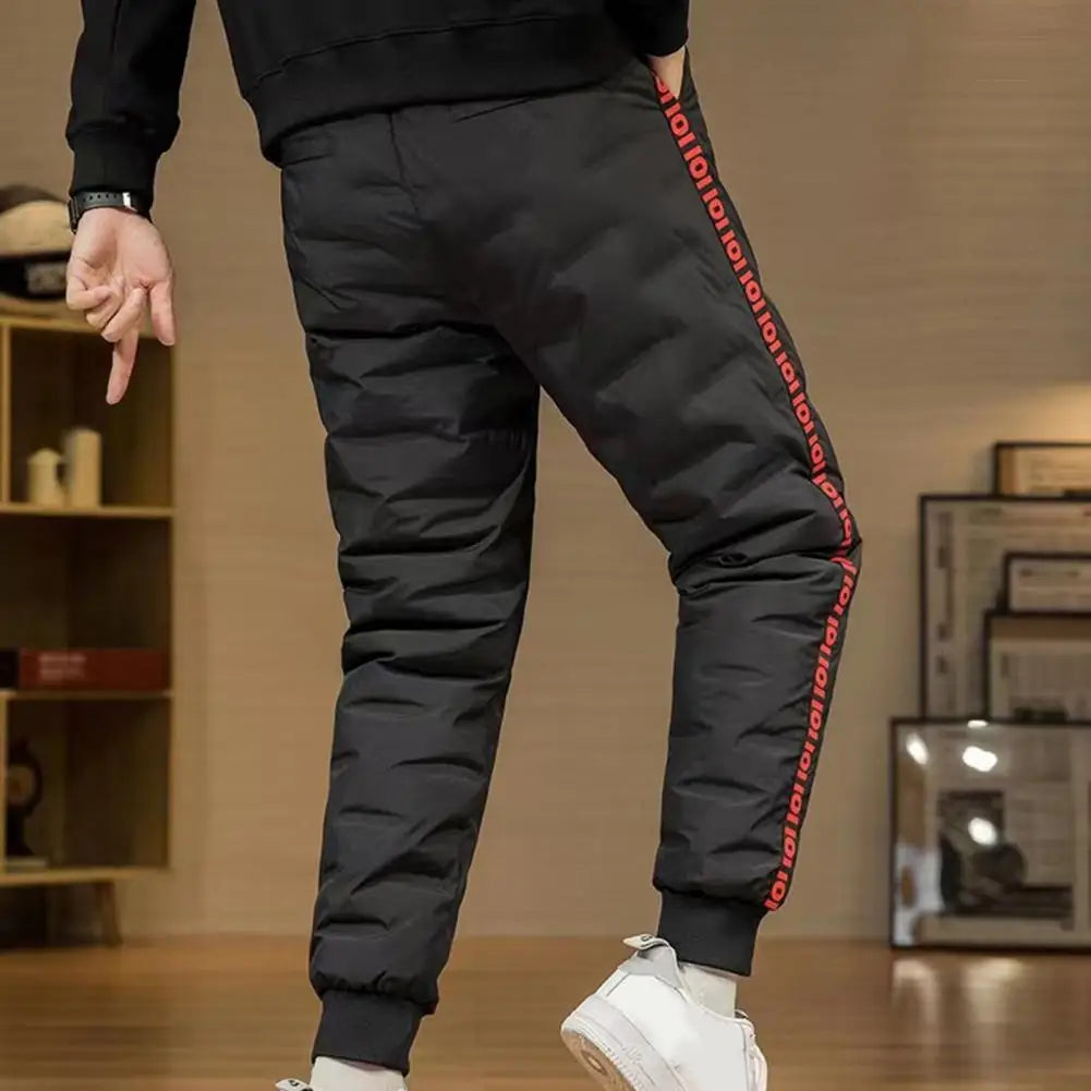 Pantalon de jogging chaud pour homme en coton et duvet, taille ajustable, noir/gris/bleu