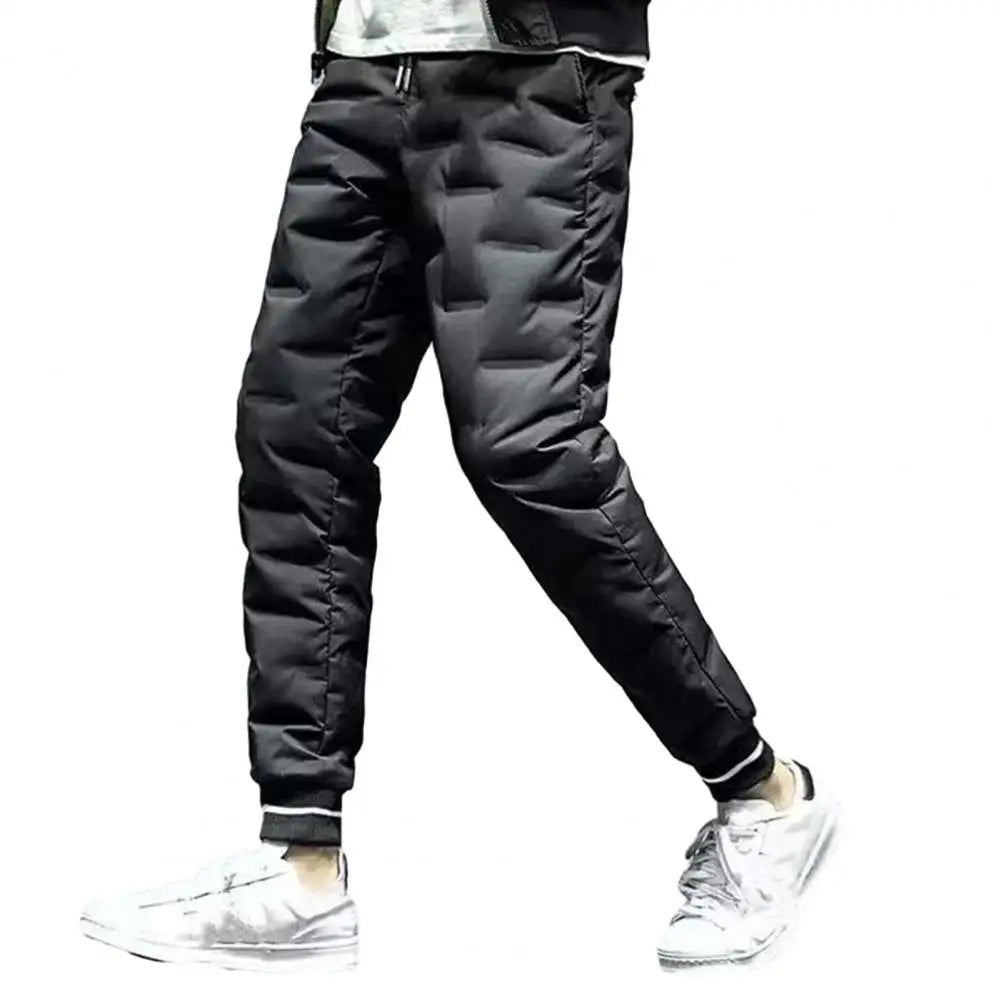 Pantalon de jogging chaud pour homme en coton et duvet, taille ajustable, noir/gris/bleu