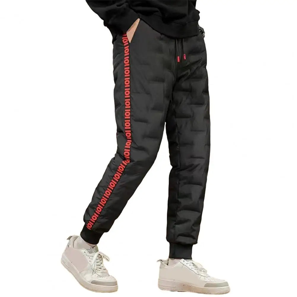 Pantalon de jogging chaud pour homme en coton et duvet, taille ajustable, noir/gris/bleu