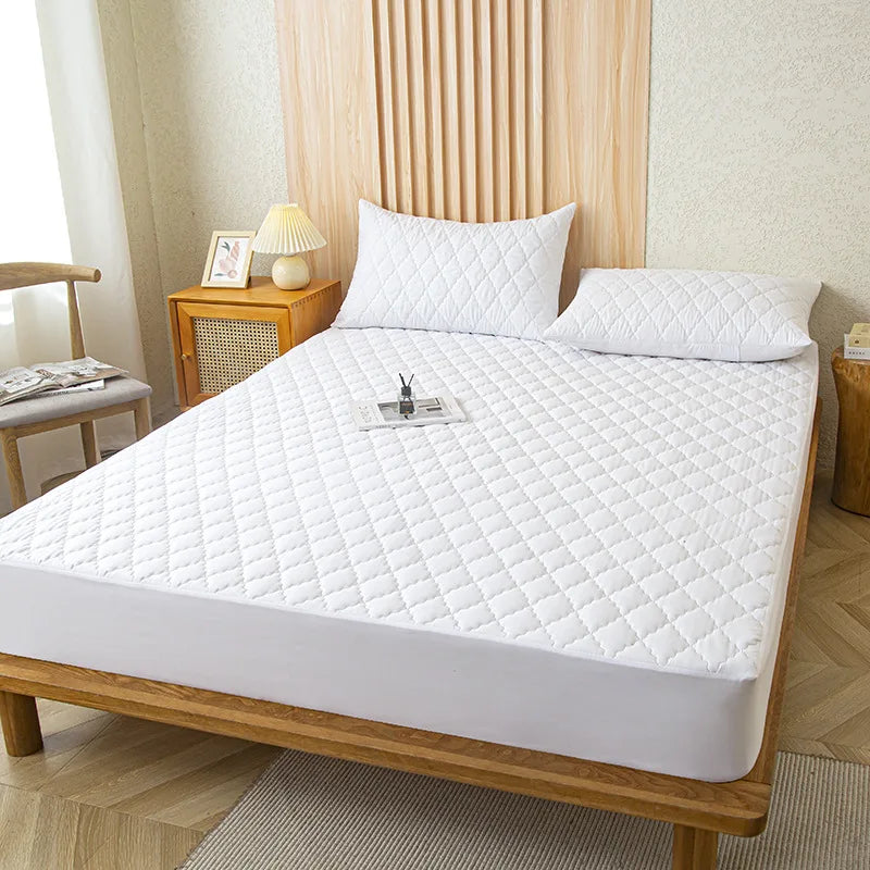 Protège-matelas imperméable pour lits simples et doubles, protège-matelas en gris/blanc