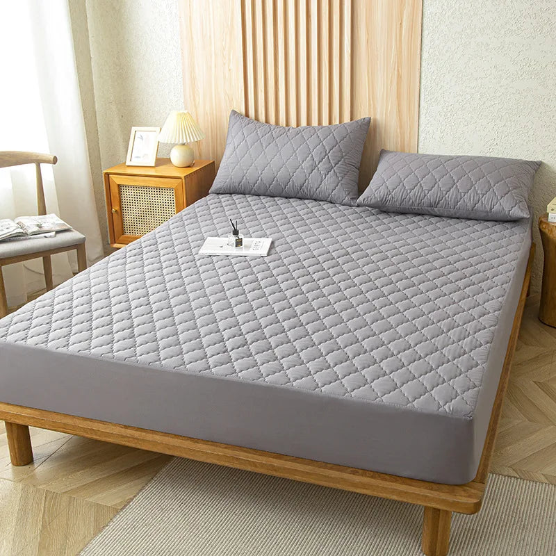 Protège-matelas imperméable pour lits simples et doubles, protège-matelas en gris/blanc