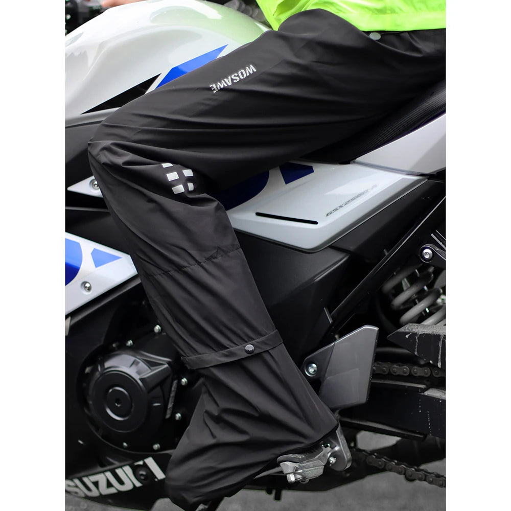 Wasserdichter Herren Motorrad Regenmantel mit Reflektoren, Schwarz/Grün, S-XXXL