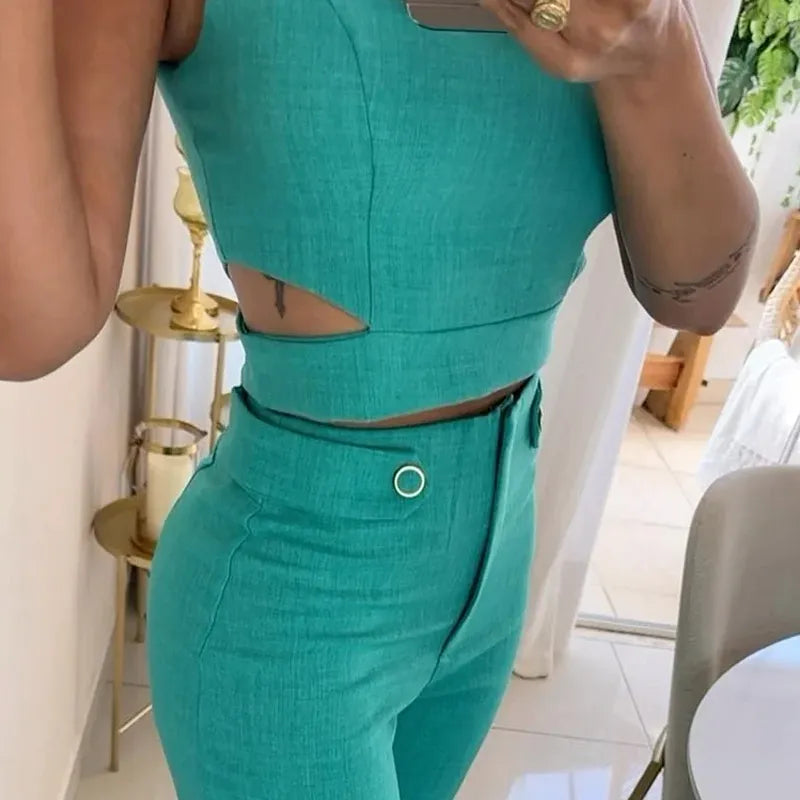 Elegantes Crop Top Set - Skye