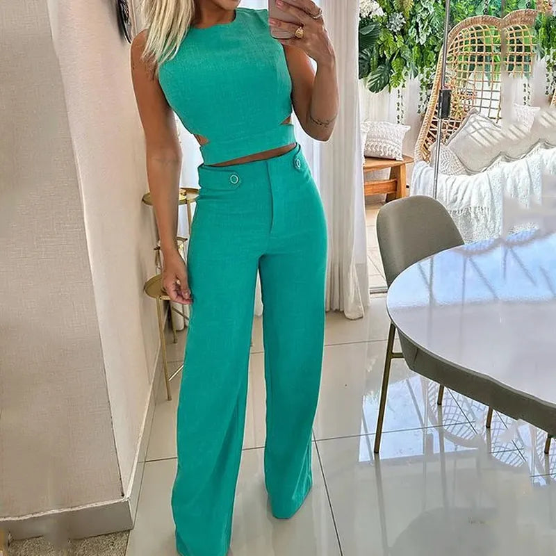 Elegantes Crop Top Set - Skye