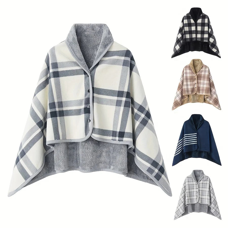 WarmDrape – Tragbare Flanell-Schal-Decke One Size für Zuhause & Büro