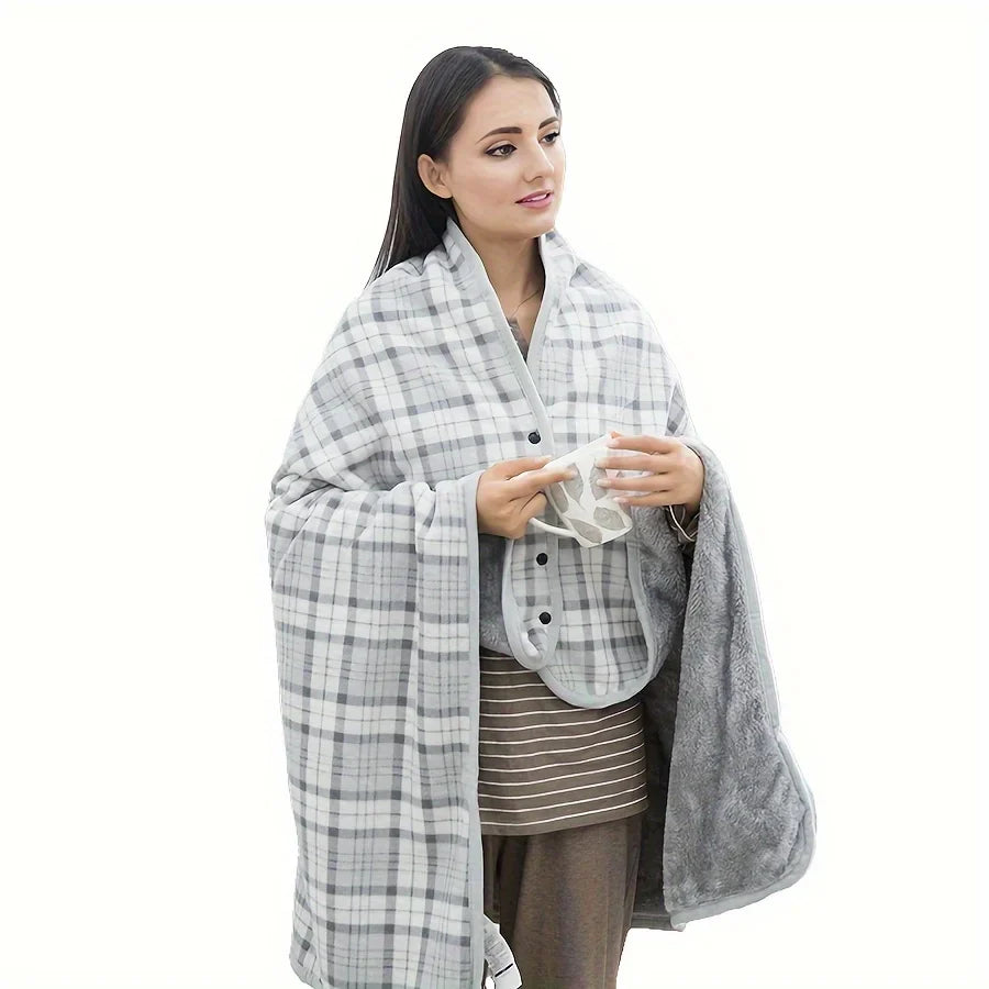 WarmDrape – Tragbare Flanell-Schal-Decke One Size für Zuhause & Büro