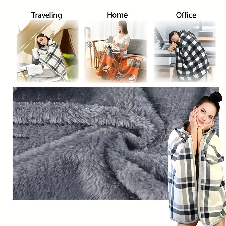 WarmDrape – Tragbare Flanell-Schal-Decke One Size für Zuhause & Büro