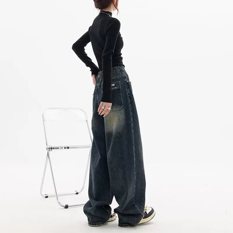 UrbanBloom – Damen High-Waist Jeans mit weiter Beinform – Vintage Harajuku Look