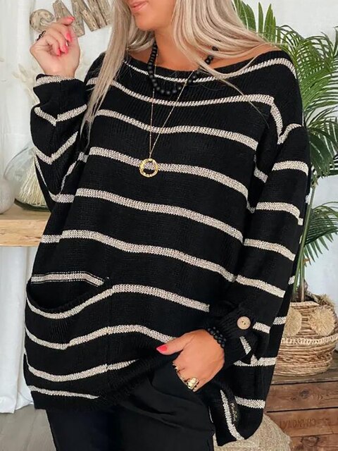 Devako elegante e comodo maglione a righe