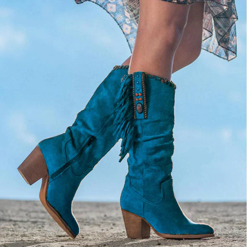 Clara - Stylische hohe Damenstiefel im Cowboy-Stil