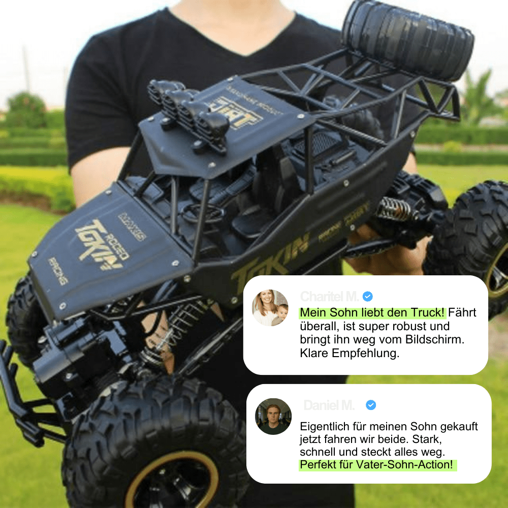 RC Monster Truck – 4x4 Allradantrieb mit Robuster Karosserie & Geländetauglichen Reifen