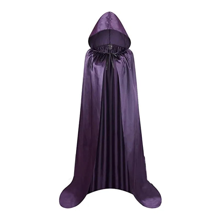 ShadowWear – Schwarzer Unisex Halloween-Umhang mit Kapuze – Langer Weicher Überwurf