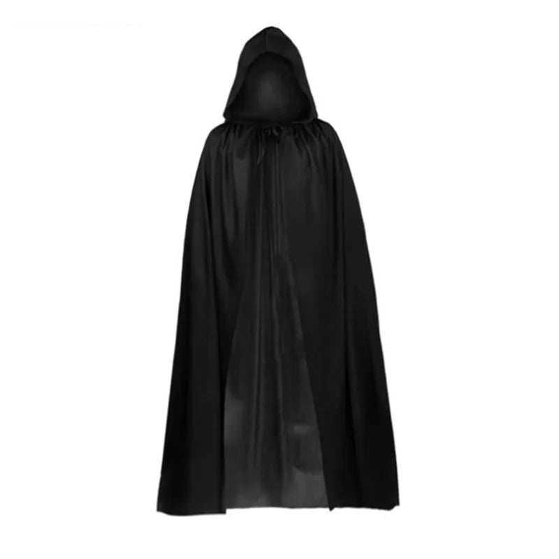 ShadowWear – Schwarzer Unisex Halloween-Umhang mit Kapuze – Langer Weicher Überwurf