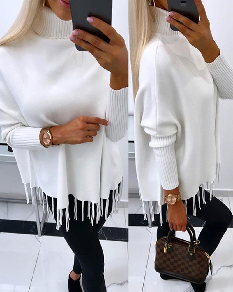 Sweatshirt mit Rollkragen und Fransen - Ianthe