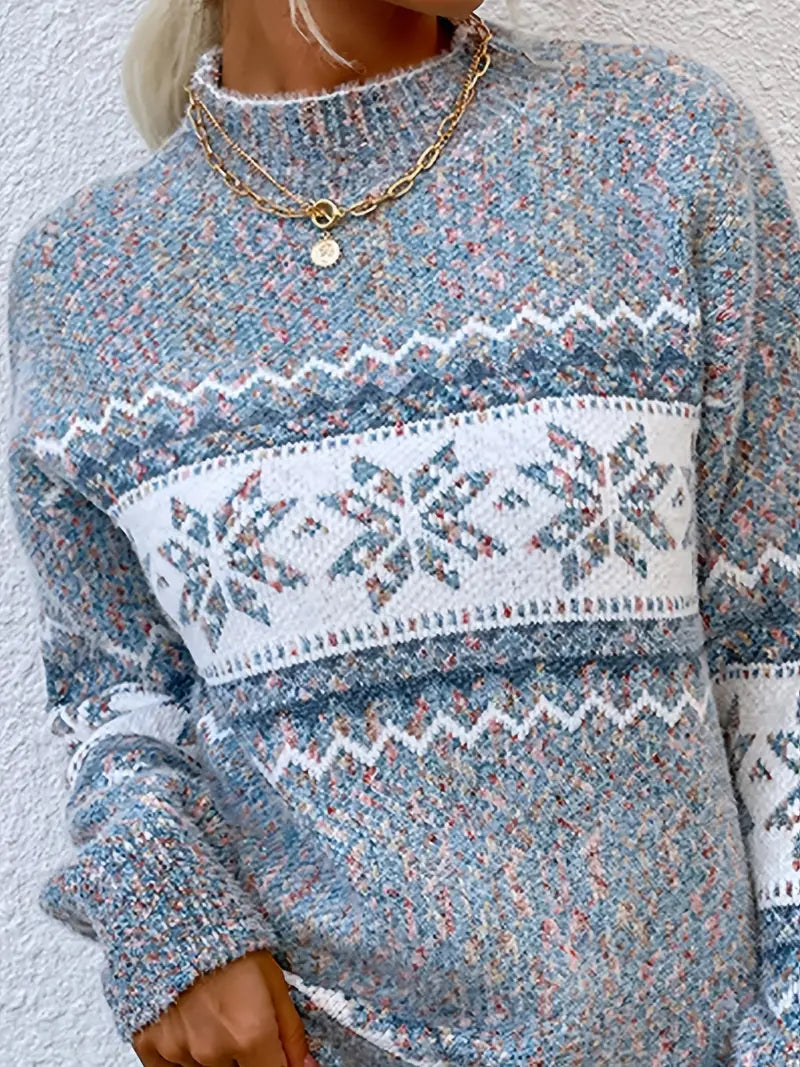 Tia - Maglione a mezza dolcevita stampato natalizio per un look festivo