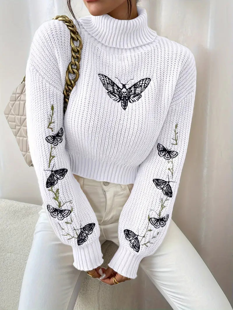 Maglione Seri con motivo a farfalle e collo alto | Moda elegante da donna