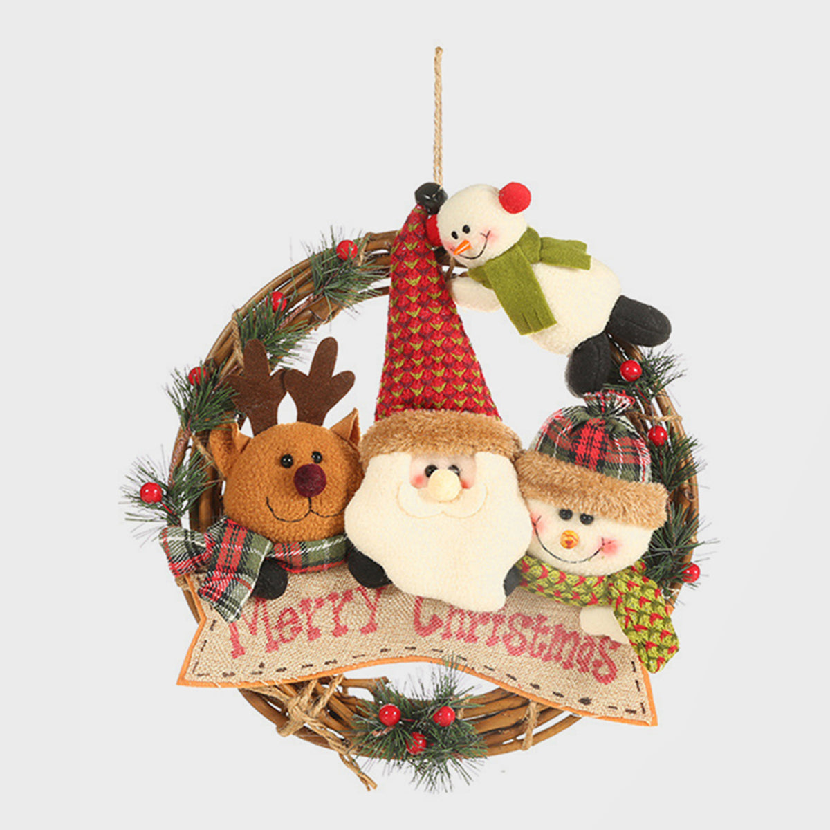 Poupée de Noël Couronne Ornement | Décoration de Noël festive