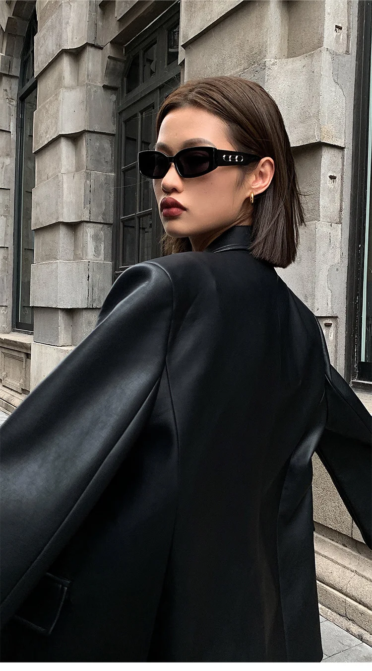 Trendiger PU-Lederblazer mit lockerer Passform - Yakira