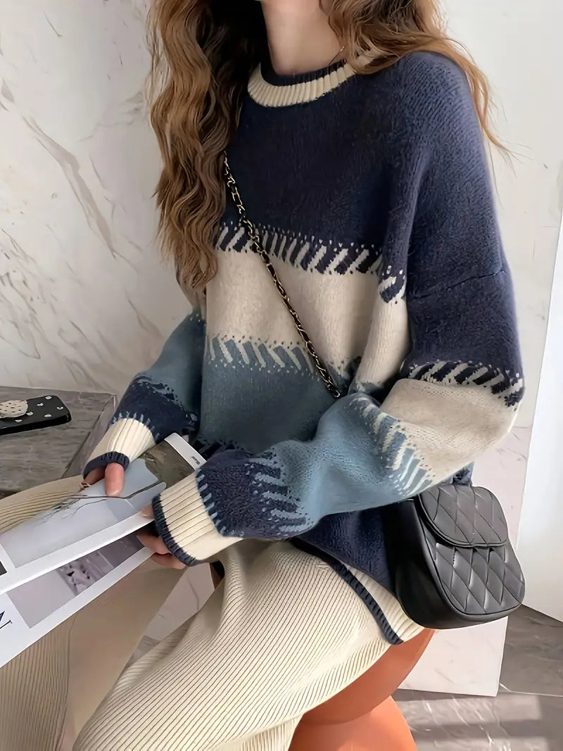 Menro | Pullover girocollo a blocchi di colore per un look alla moda