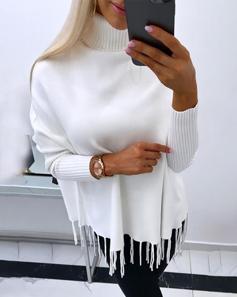 Sweatshirt mit Rollkragen und Fransen - Ianthe