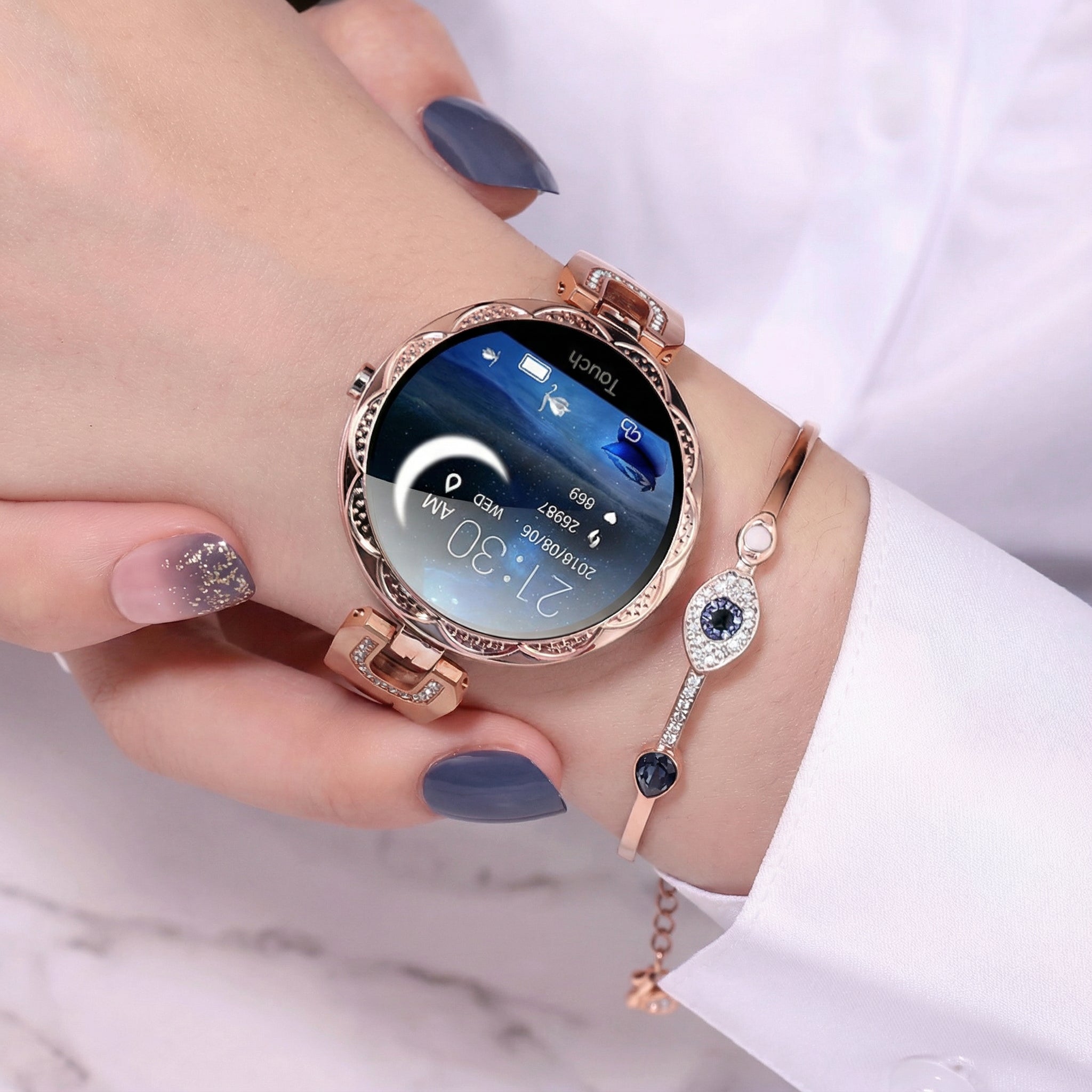 AquaFit Damen Smartwatch wasserdicht – Touchscreen, Aktivitätsfunktionen & IP67