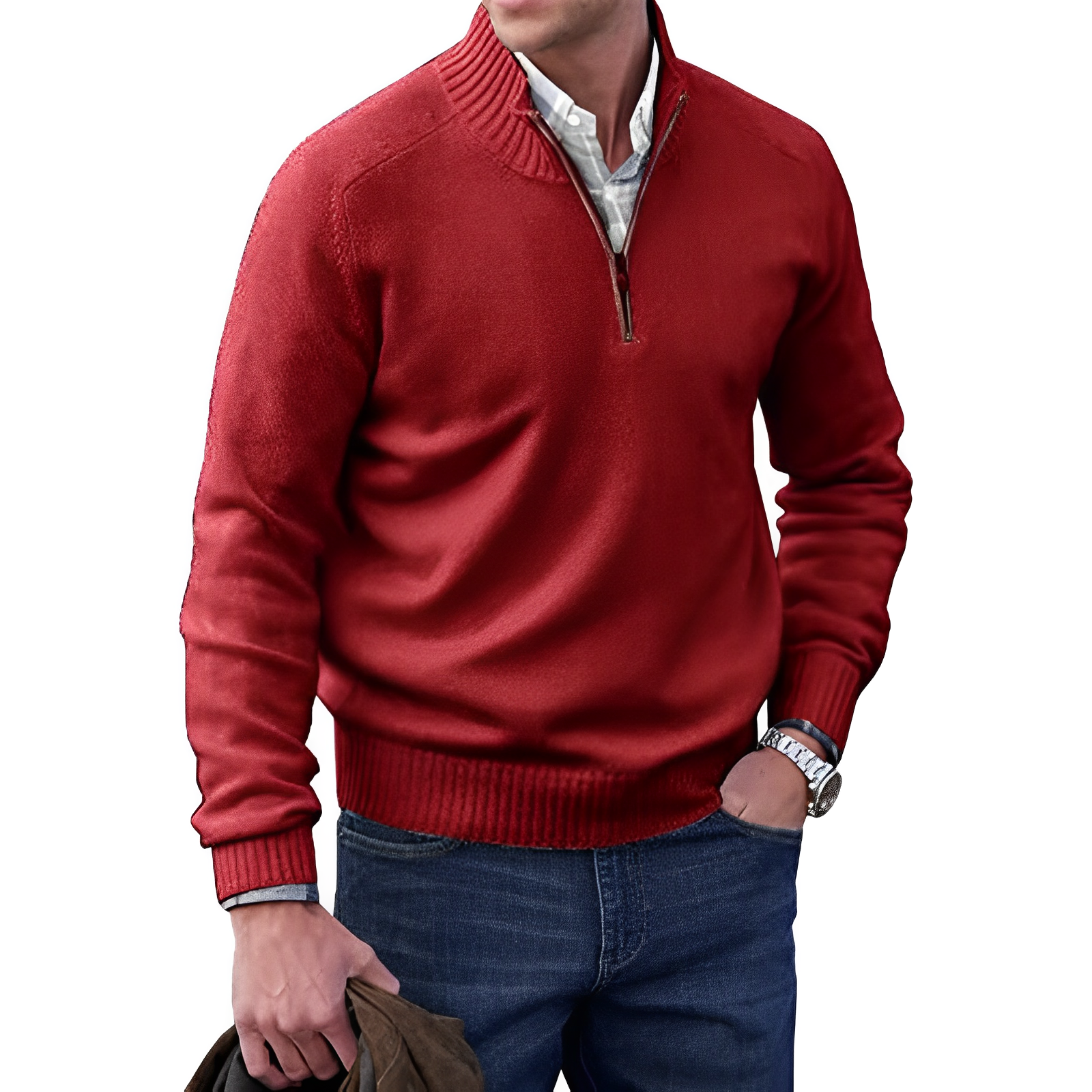 Maglione in cashmere da uomo con cerniera – pregiato maglione a collo alto