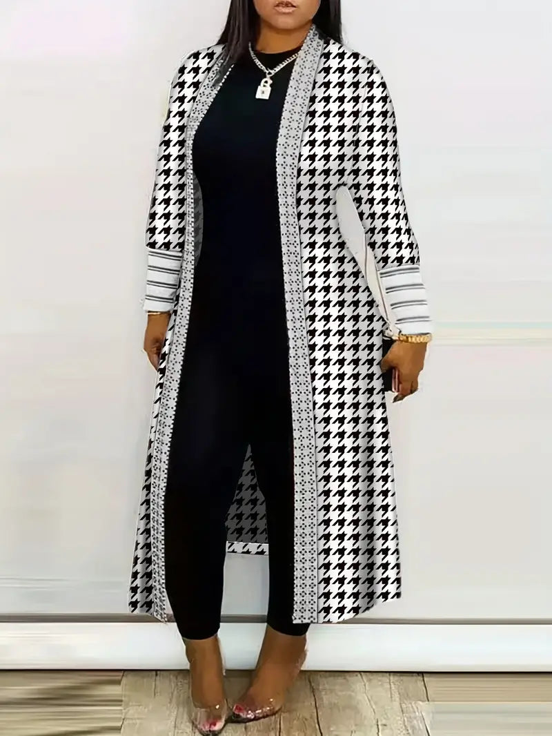 Fara | Cardigan con motivo pied de poule per un look senza tempo