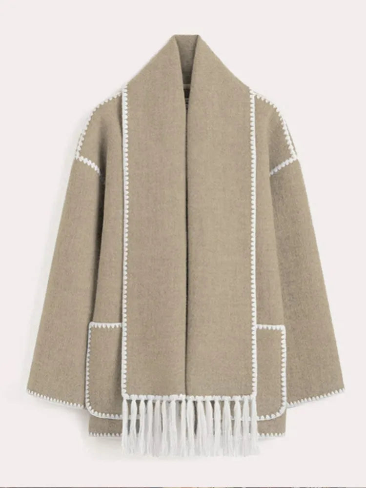 Devako Jessica- Stilfuldt varmt halstørklæde-frakke