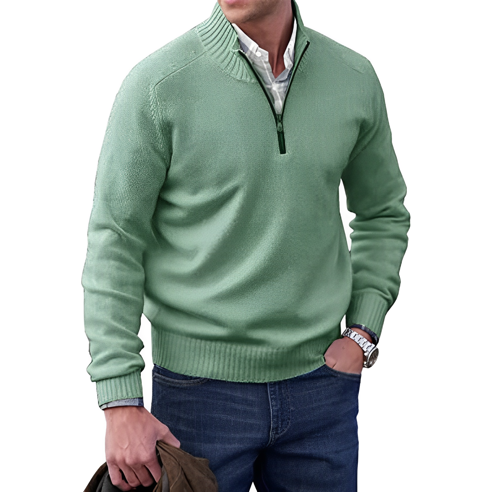 Maglione in cashmere da uomo con cerniera – pregiato maglione a collo alto