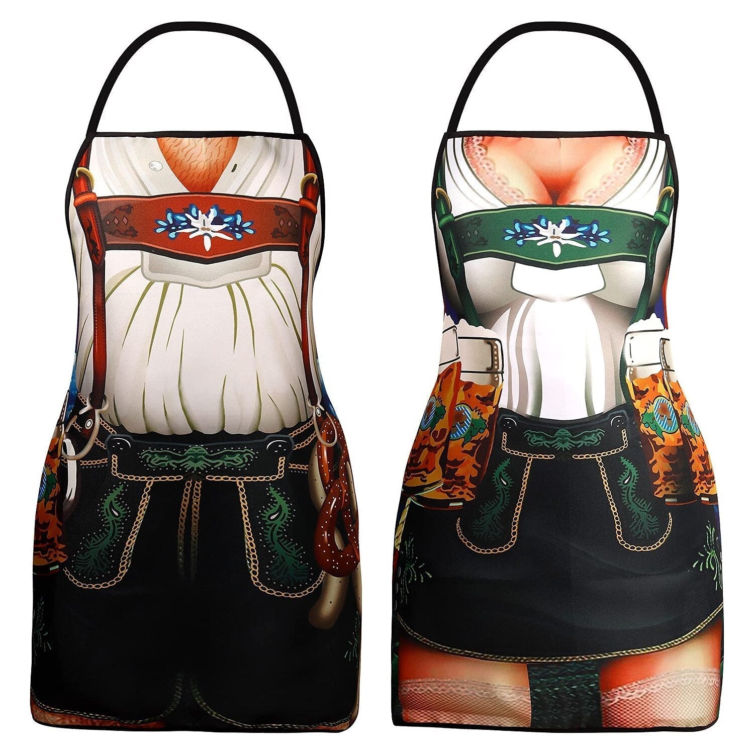 WiesnSpaß – Schürzenset für Paare mit Dirndl- & Lederhosen-Print