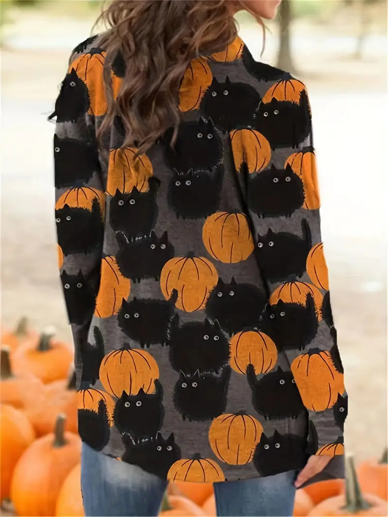 Sia - Halloween-vest med græskar mønster til et muntert efterårslook