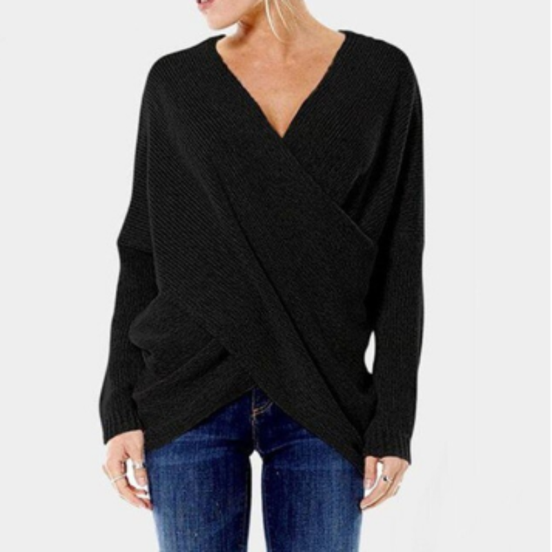 Valmere – Pull en cachemire pour femmes avec détail croisé pour automne/hiver