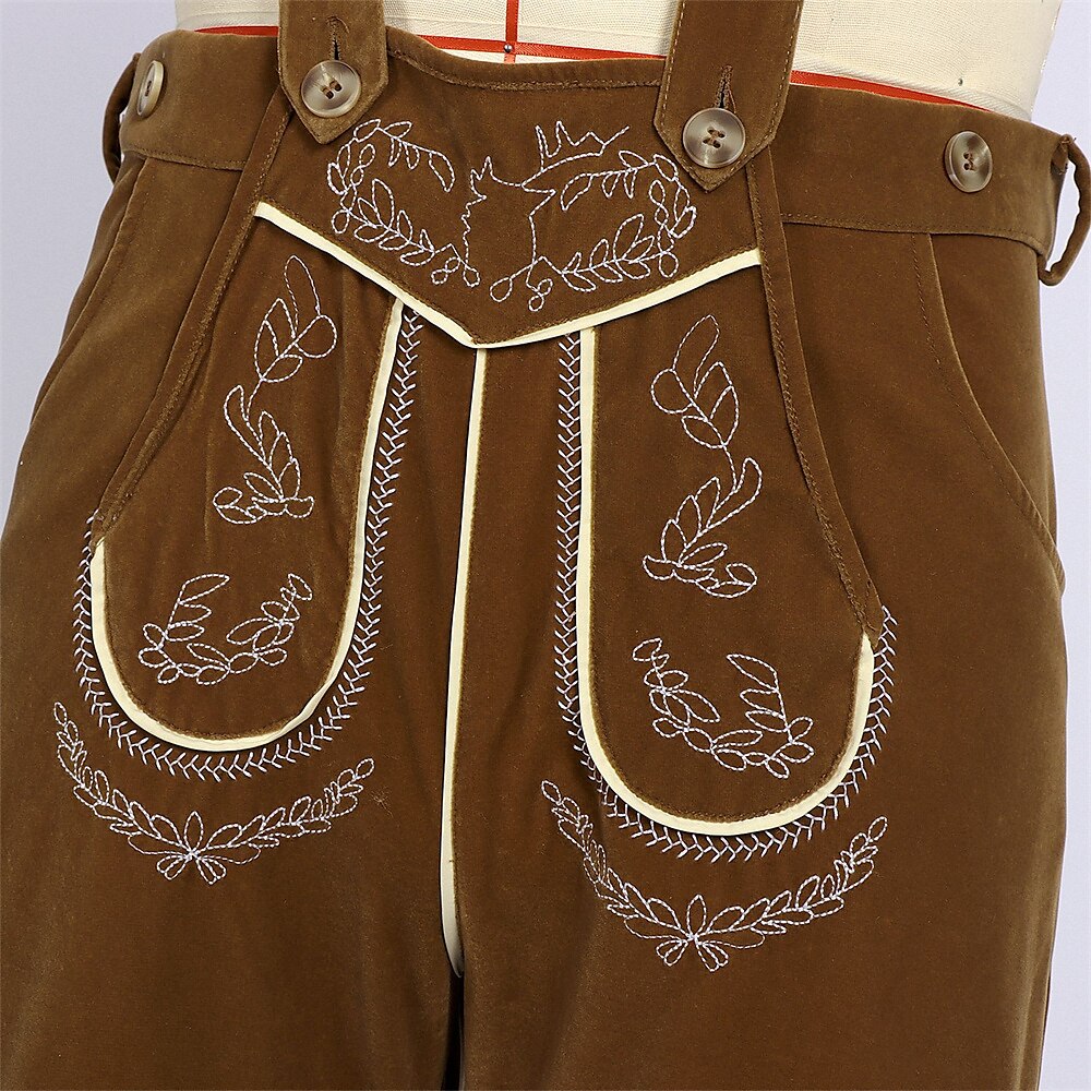 Berggeist – Bayerische Lederhose Braun mit Stickerei – Oktoberfest Herren