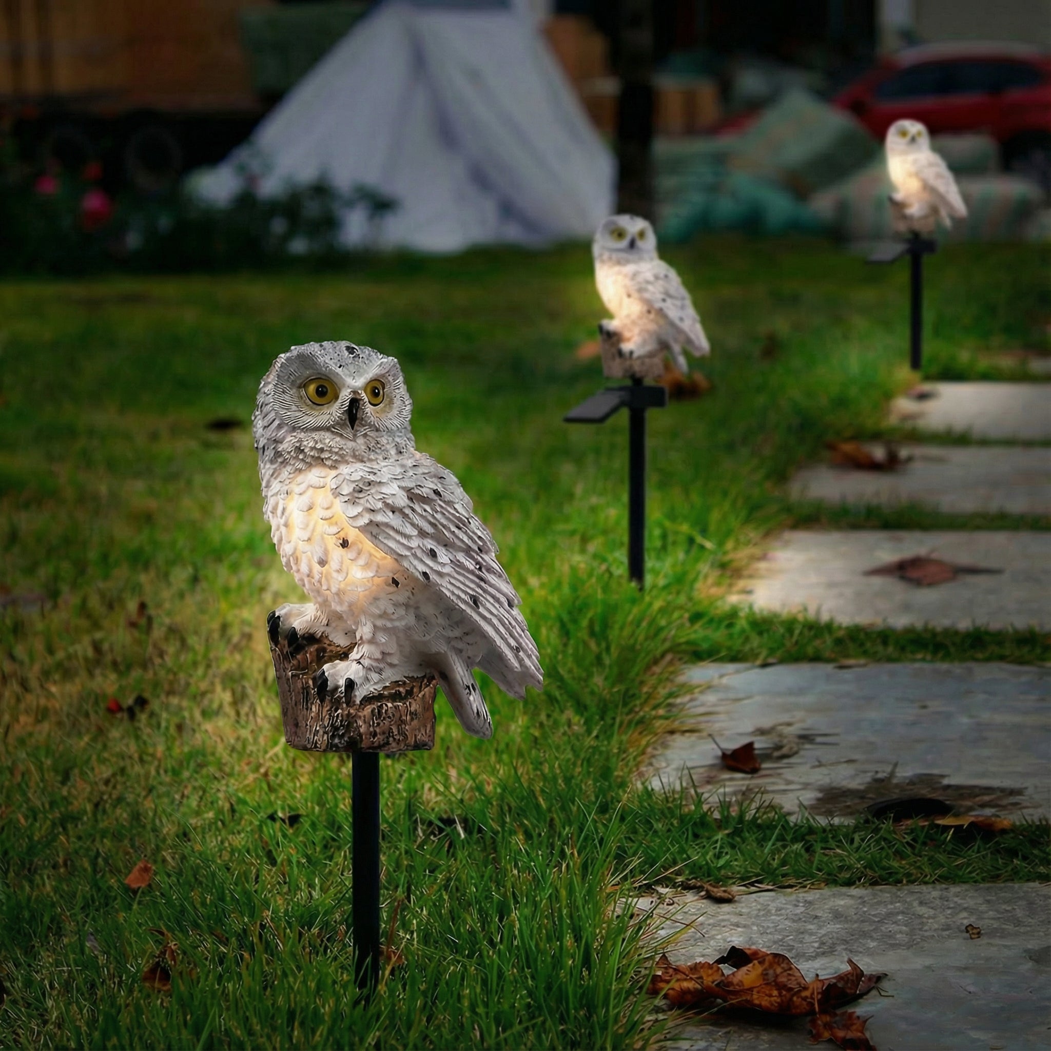 Solar Gartenlampe – Dekoratives Eulenmotiv, Warmes Licht & Kabellose Nutzung