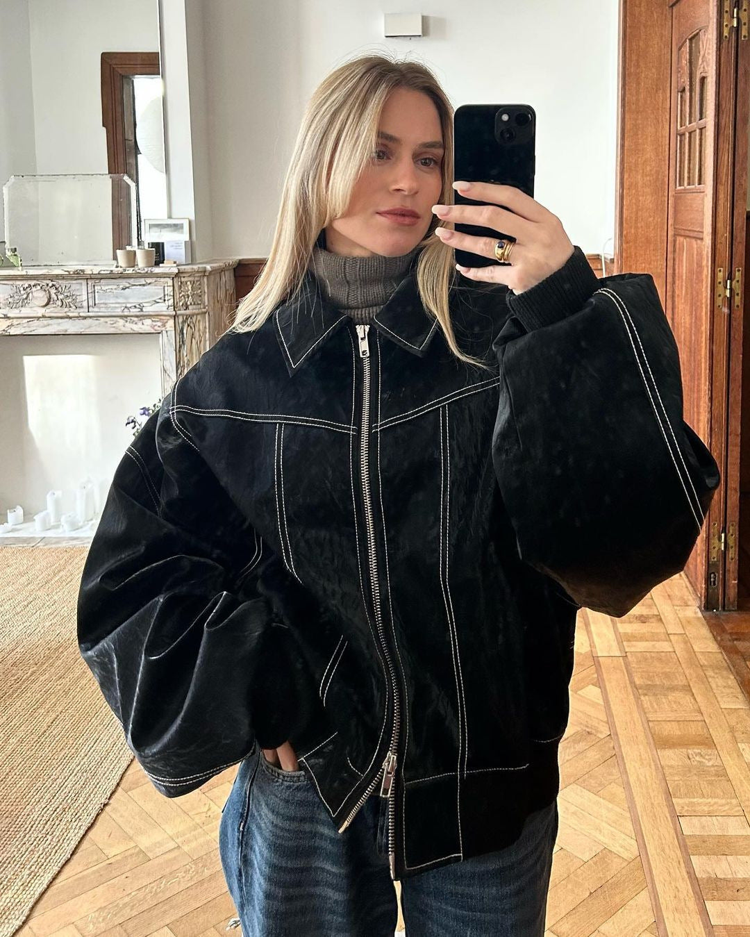 Whitley Jacket - Elegante Leder-Bomberjacke für Frauen