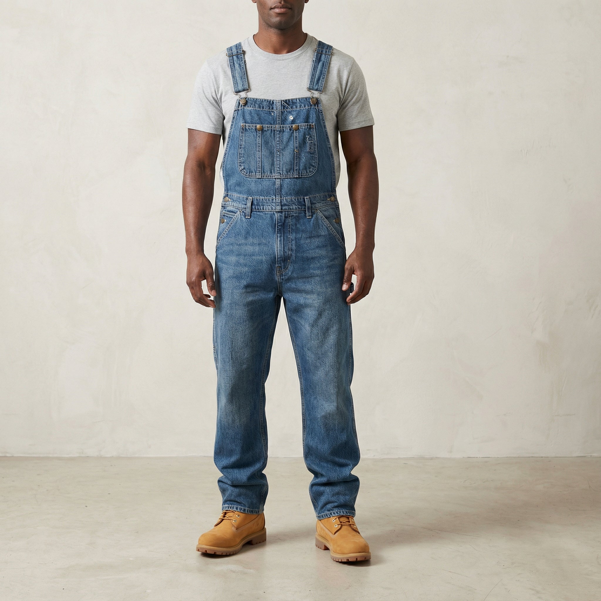 Kelim – Men's Bib Overalls Denim with Split Details – Street Clothing & Everyday Wear