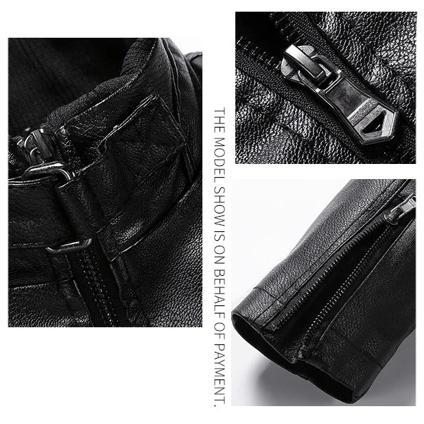 Slim Fit Jacke aus echtem Leder - Dravio