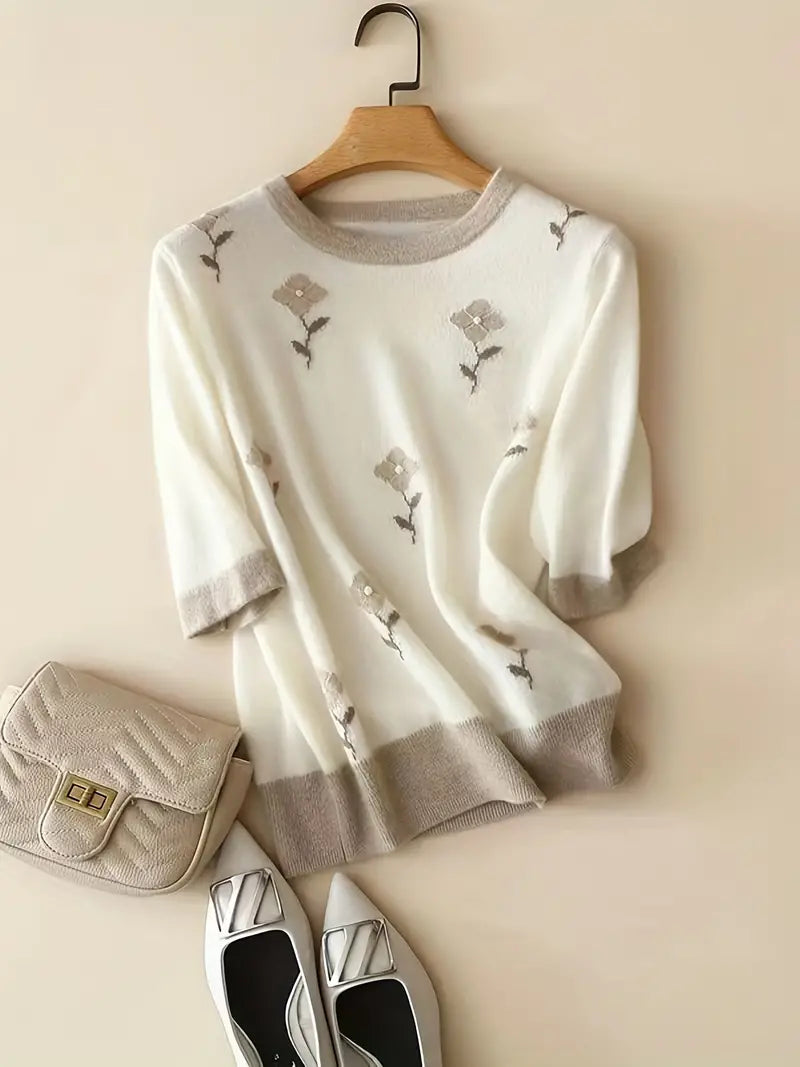 Sinro - Valentinstagspullover mit Blumenmuster für einen romantischen Look