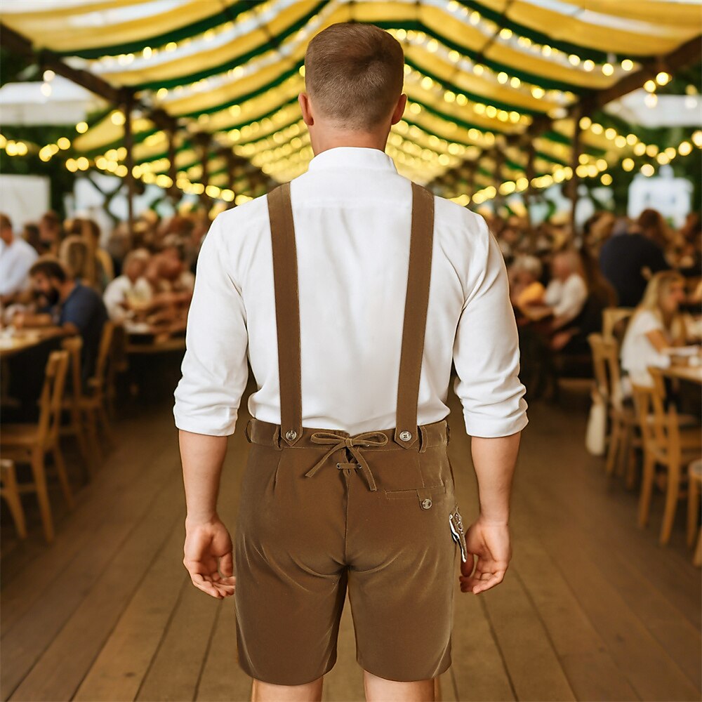 Berggeist – Bayerische Lederhose Braun mit Stickerei – Oktoberfest Herren