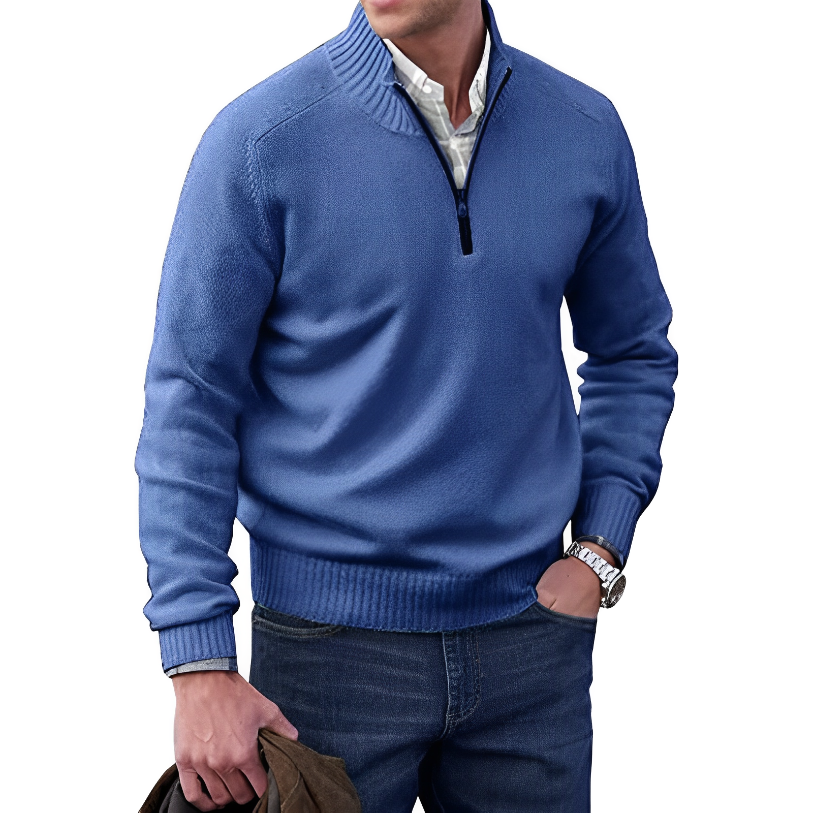 Maglione in cashmere da uomo con cerniera – pregiato maglione a collo alto