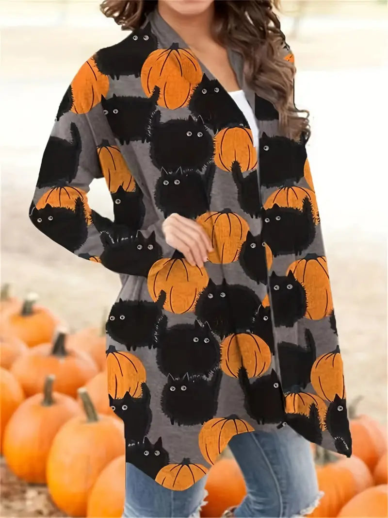 Sia - Halloween-vest med græskar mønster til et muntert efterårslook