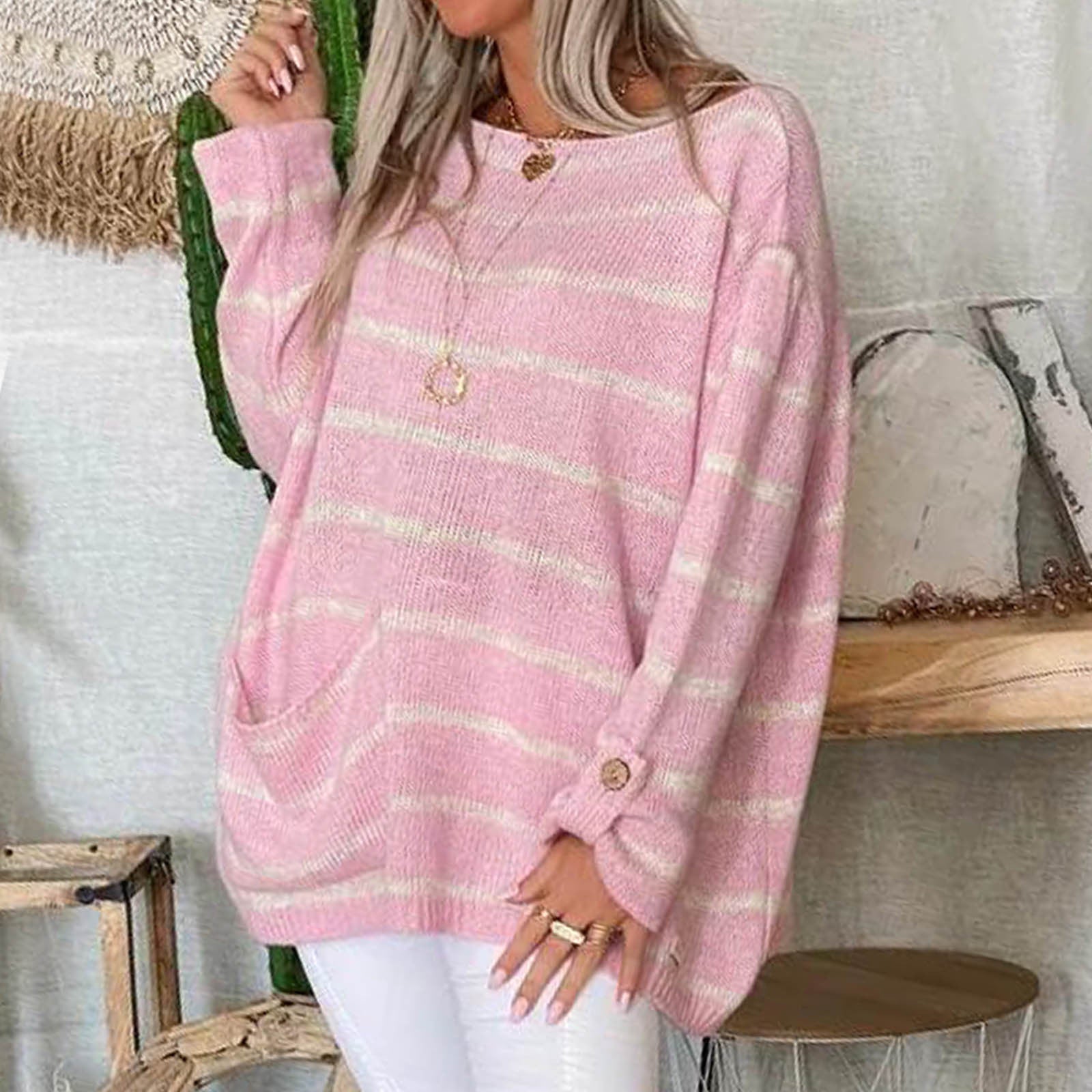 Devako elegante e comodo maglione a righe