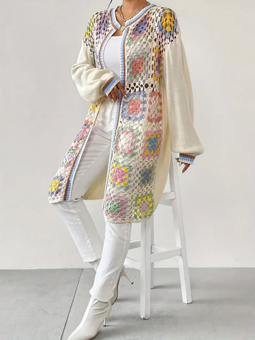 Renny - Cardigan a spalla scesa lavorato a uncinetto vivace per un look alla moda