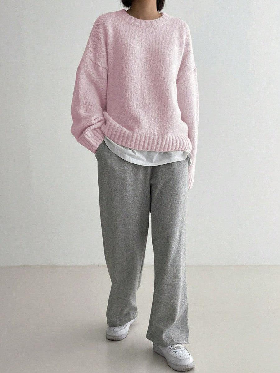 Schicker rosa einfarbiger Pullover - Jasina