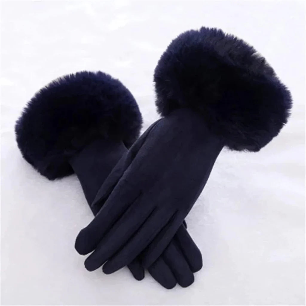 Wildlederhandschuhe mit Kunstpelz - VelvetGlam